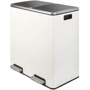 LAZY BUDDY 16 Gallon Stainless Steel Kitchen Dual Trash Can with Soft-Close Lid and Inner Buckets