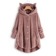 thumbnail image 1 of lcziwo 2024 Cat Hoodie with Ears,Fleece Jacket Women Cat Ear Cap Plush Tops Fashion Loose Plus Size Button Long Sleeve Pullover Sweaters Warm Outwears, 1 of 5