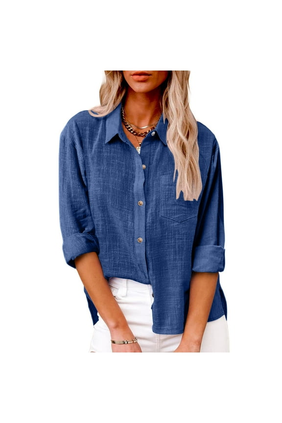 2024 Linen Shirts for Women Cotton Womens Short Sleeve Shirts V Neck Collared Summer Button Down Blouse Tops Camp Shirt