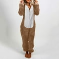 thumbnail image 1 of lcziwo 2024 Sherpa Jumpsuit Women Fuzzy Pajamas Women's Cute Sherpa Romper Fleece Onesie Pajama Front Zipper Plus Size Hooded Jumpsuit Plush Sleepwear Playsuit, 1 of 7
