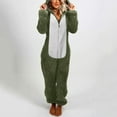 thumbnail image 1 of lcziwo 2024 Sherpa Jumpsuit Women Fuzzy Pajamas Womens Plush Hooded Jumpsuit Plus Size Long Sleeve Cute Cat One Piece Rompers Winter Warm, 1 of 7