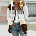 thumbnail image 1 of lcziwo 2024 Women Fuzzy Hoodie Zip Up Fleece Jacket Plus Size Long Sleeve Colorblock Sweatshirt Oversized Fluffy Coat Fall Winter Outerwear, 1 of 6