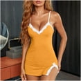 thumbnail image 1 of lcziwo 2024 Womens Comfy Cotton Pajama, Lace Trim Full Slip, V-Neck Split Under Dresses,Chemise Nightgown Sleepwear, 1 of 5
