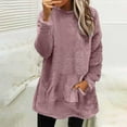 thumbnail image 1 of lcziwo 2024 Womens Fuzzy Sherpa Fleece Sweaters Casual Crewneck Sweatshirt Pullover Plain Casual Loose Cozy Winter Loungewear with Pockets, 1 of 6