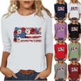 thumbnail image 1 of lcziwo 3/4 Length Sleeve Womens Tops Plus Size Cotton Independence Day Basic T Shirt Anniversary Stars Stripes Lightweight Family Tee Top Gray XXXL, 1 of 6