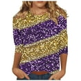 lcziwo 3/4 Sleeve Shirts for Women Mardi Gras Shirt Women Crewneck Mask