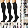 thumbnail image 1 of lcziwo (3 pairs) Compression Socks Women Long Knee High Sock Support Athletic Travel Daily Wear, Red, L/XL, 1 of 3