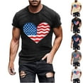 thumbnail image 1 of lcziwo 4th of July Shirts for Men Heart USA Flag Patriotic Tshirt Independence Day Graphic Tees Cotton Short Sleeve Crewneck Tops Black XXL, Man Gifts for Dad, 1 of 6