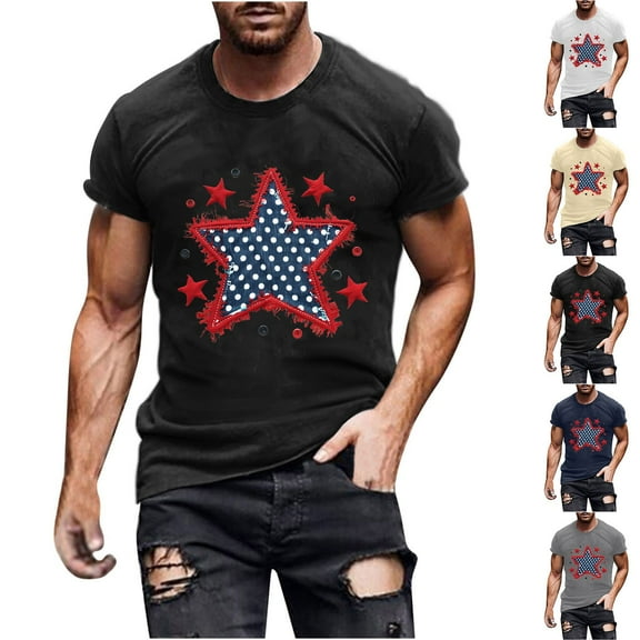 lcziwo 4th of July Shirts Men American Flag Partiotic Tshirts Funny Graphic Tees Independence Day Clothes Summer Blouses White XXL, Man Gifts for Men