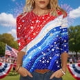 thumbnail image 1 of lcziwo American Flag Shirt for Women Plus Size Cotton Comfortable Summer 3/4 Sleeve T-Shirt Patriotic Graphic 250th Crew Neck Tee Red S, 1 of 8