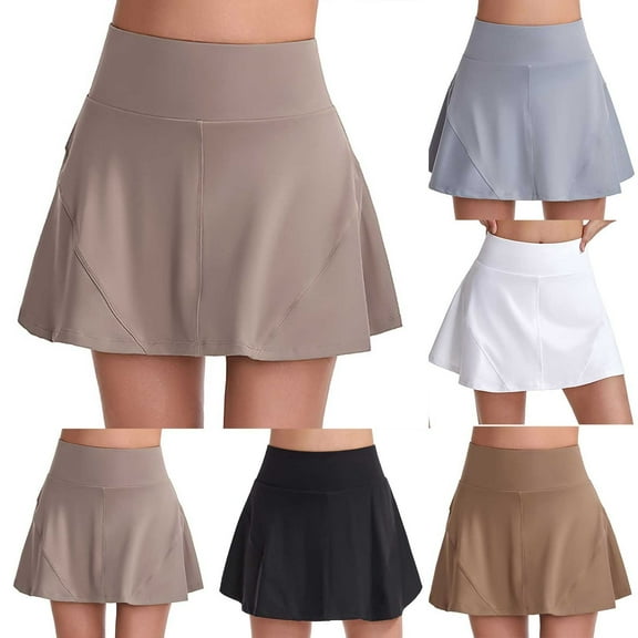 lcziwo Athletic Skirts for Women with Shorts Summer Stretchy Elastic Waist Workout Tennis Golf Skorts Shorts Ofertas Del Dia de Hoy Relampago Black L