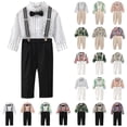 thumbnail image 1 of lcziwo Baby Boys 2 Piece Gentleman Suit Outfits Little Kids Toddler Bowtie Floral Shirts and Suspenders Trousers Matching Sets, White, 6 Years, 1 of 10