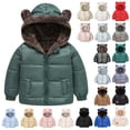 thumbnail image 1 of lcziwo Baby Cute Bear Hooded Puffer Jacket Unisex Newborn Winter Coat Infant Lightweight Snowsuit Warm Down Jackets, Black, 90, 1 of 8
