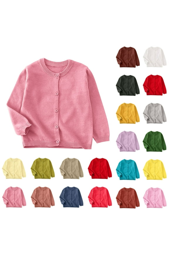 Baby Toddler Girls Boys Sweater Cardigan Long Sleeve Button Down Knitted Sweaters Solid Casual Cute School Uniforms, Purple, 7-8 Years