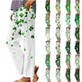 thumbnail image 1 of lcziwo Back to School Sales, Linen Pants for Women Loose Fit Plus Size Straight Leg Pants 2025 Summer Casual Elastic Waist Beach Pants St Patricks Day Shamrock Print Pants Green XXL, 1 of 6