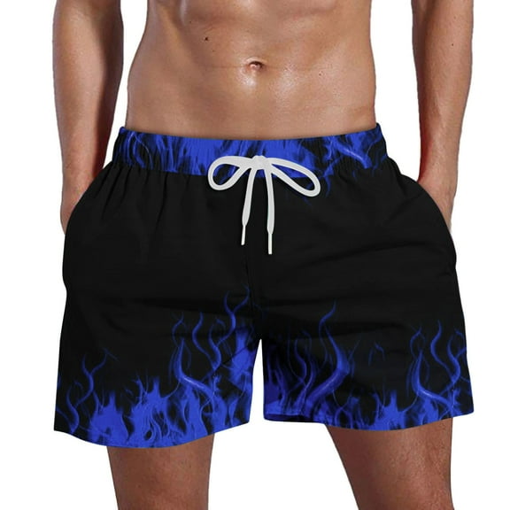 lcziwo Beach Shorts for Men Stripe Swim Trunks Summer 2025 Shorts Cool Quick Dry Board Shorts Hawaii Stretchy Shorts Lounge Fashion Shorts with Pockets Blue,M
