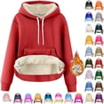 thumbnail image 1 of lcziwo Blue Womens Gradient Color Drawstring Hoodies Casual Winter Warm Fleece Lined Pullover Tops Long Sleeve Hooded Sweatshirt with Pockets L, 1 of 8