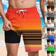thumbnail image 1 of lcziwo Board Short Swimsuit for Men Print Rash Guard Drawstring Elastic Waist Swim Short Summer Fathion Beach Short with Lined Blue M, 1 of 7