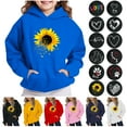 thumbnail image 1 of lcziwo Boys Girls Graphic Hoodies Trendy Casual Pullover Long Sleeve Kids Fashion Sweatshirts with Kangaroo Pocket Yellow 140, 1 of 5