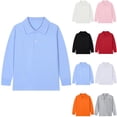 thumbnail image 1 of lcziwo Boys Girls Polos Long Sleeve School Uniform Solid Color Casual Button Collared Golf Shirts Kids Fall Clothes, Red, 12 Years, 1 of 4