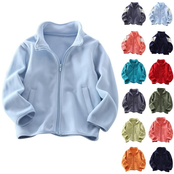 lcziwo Camisas Para Hombres! Toddler Fall Full Zip Polar Fleece Jacket Baby Girls Boys Long Sleeve Outwear witth Pocket Winter Clothes