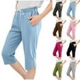 thumbnail image 1 of lcziwo Capri Pants for Girls Solid Color Elastic Waist Drawstring Workout Yoga Leggings Casual Slits Summer Capris with Pockets Pink Mens Gifts, 1 of 8