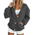 thumbnail image 1 of lcziwo Cardigan Sweatshirt for Women Lightweight Button Down V Neck Jackets with Pockets Drop Shoulder Winter Sweatshirts 2026 Dark Gray,S, 1 of 7