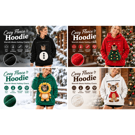 lcziwo Cat Hoodie with Kangaroo for Women Pouch Dog Zipper Christmas Fleece Hooded Sweatshirts Funny Graphic Xmas Pullover