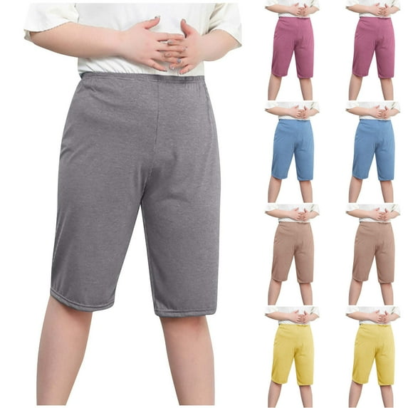 lcziwo Clearance Items, Womens Plus Size Thin Yoga Shorts Casual Milk Silk Soft Workout Running Shorts Solid Color Lounge Short Leggings Light Blue XXXXXXXXL