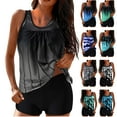 thumbnail image 1 of lcziwo Clearance Sales Today Sales Prime Womens Swimsuits Tankini Two Pieces Blouson Tankini Swimsuits with Shorts Striped Swim Tank Top Bathing Suits Blue XXL, 1 of 6