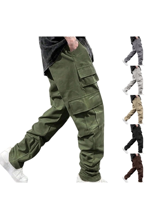 Construction Pants for Men Multi Pocket Outdoor Summer Pants Casual Holiday Fishing Travel Wide Leg Pants Coffee XL