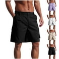 thumbnail image 1 of lcziwo Cotton Shorts Men Casual Summer Hiking Shorts Multi Pockets Solid Color Outdoor Travel Zipper Fly Work Shorts Black L, 1 of 6