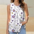 thumbnail image 1 of lcziwo Cotton Tank Top Women Loose Print Sleeveless Top Shirt Fashion Summer Holiday Vacation Round Neck Undershirt Purple S, 1 of 5