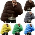 thumbnail image 1 of lcziwo Cropped Jacket for Women's Faux Fur Lapel Long Sleeve Coats Open Front Winter Padded Warm Fluffy Fuzzy Outerwear,Yellow,XXL, 1 of 6