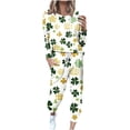 thumbnail image 1 of lcziwo Cute Holiday Outfits for Women 2 Piece St.Patrick's Day Sweatsuit Shamrock Graphic Long Sleeve Hoodies with Elastic Waist Drawstring Joggers Loungewear Saving Deals,Green,XXL, 1 of 5
