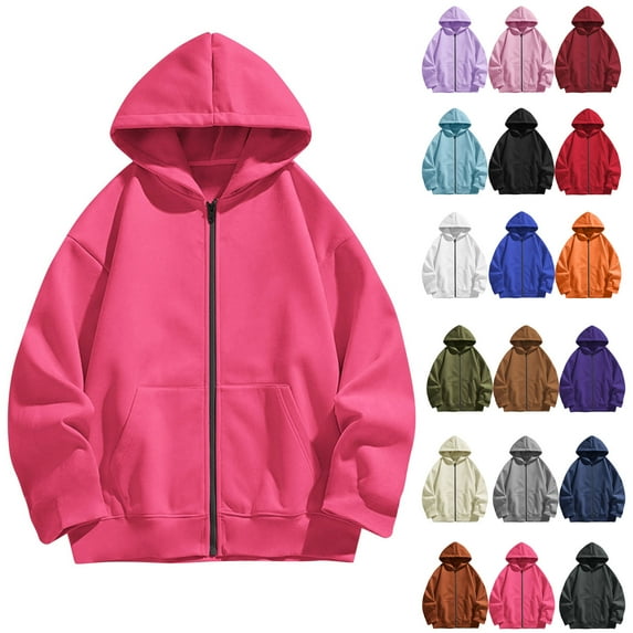 lcziwo Cute Hoodies for Teen Girls Solid Casual Zip Up Hoodie Fall Winter Long Sleeve Sweatshirts with Pockets Preppy Clothes, Black, 13 Years