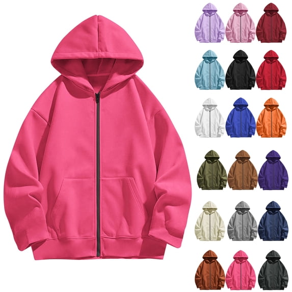 lcziwo Cute Hoodies for Teen Girls Solid Casual Zip Up Hoodie Fall Winter Long Sleeve Sweatshirts with Pockets Preppy Clothes, Gifts for Girls!