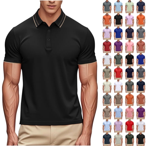 lcziwo Daily Sales Women's and Men's Unisex Quick Dry Polos Shirt Outdoor Short Sleeve Work Golf Shirts Solid Color Basic Tees Tops School Uniform Beige XL