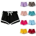 thumbnail image 1 of lcziwo Dolphin Hem Shorts for Women Sport Booty Shorts Summer Casual Athletic Shorts Breathable Gym Workout Shorts Purple 7 Years, 1 of 4