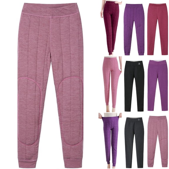 lcziwo Fleece Lined Leggings for Women Casual Stretch High Waist Tight Pants Winter Spring Thick Thermal Solid Color Lounge Trousers Hot Pink 5XL