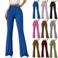 thumbnail image 1 of lcziwo Flash Sales Today, Women's Trendy Flare Pants Elastic High Waisted Tummy Control Stretchy Yoga Pants Solid Casual Side Split Bootcut Workout Leggings with Pockets Hot Pink S, 1 of 8
