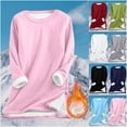 thumbnail image 1 of lcziwo Fleece Sweatshirts for Women Warm Sherpa Lined Crewneck Pullover Casual Side Slits Loungewear Going Out Tops, Blue, S, 1 of 10