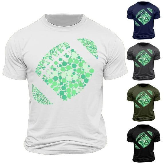 lcziwo Funny Saint Patricks Day Shirts for Men Casual Irish Clover Bowling Shirt 2025 Summer Crew Neck Short Sleeve Shamrock Outfits,Black,L