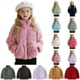 thumbnail image 1 of lcziwo Fuzzy Jacket Kids Fleece Zip Up Long Sleeve Coat Sherpa Winter Outerwear Fashion Clothing Red, 1 of 10