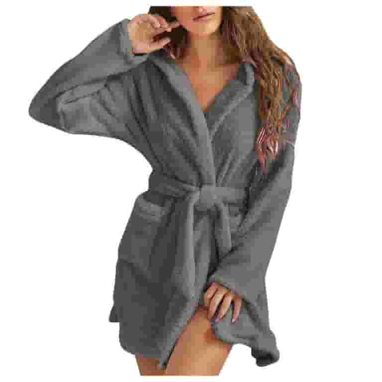 【送料無料/新品】 for Robe Fuzzy lcziwo Women Solid Waist Tie Bathrobe Short Clothing