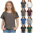 thumbnail image 1 of lcziwo Girls Boys Short Sleeve T Shirts Unisex Kids 2025 Summer Crewneck Tops Solid Casual Loose Fit Basic Tees Green 7 Years Ofertas Relampago de Hoy, 1 of 9
