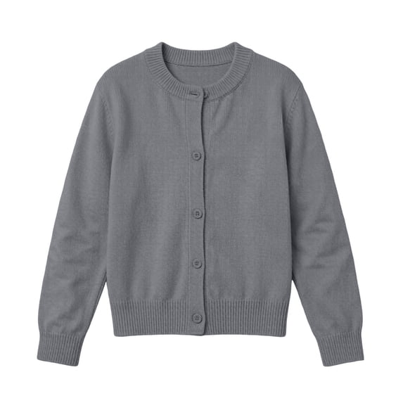lcziwo Girls Button Down Cardigan Sweater Kids Cotton Knitted Cardigans Sweaters Solid Color Crew Neck Long Sleeve Outwear Dark Gray,1-2 Years