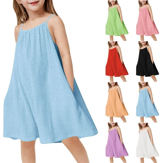 lcziwo Girls Rompers for Summer Vacation Beach Clothes Solid Casual Short Jumpsuits with Pockets Comfy Sleeveless Onesie Shorts White 14-15 Years Today Sales