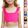 thumbnail image 1 of lcziwo Girls Training Bras Kids Cute Ruffle Sports Bra Summer Sleeveless Crewneck Dance Crop Tops Comfort Yoga Workout Tanks Purple 130, 1 of 9