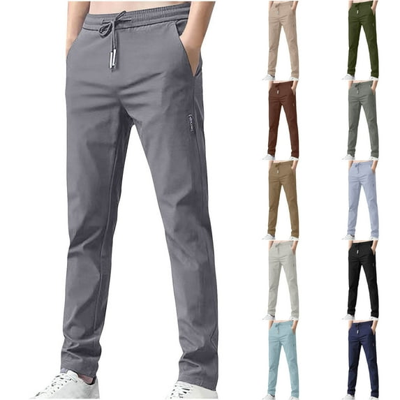 lcziwo Glide Pants for Men Big and Tall Stretch Breathable Pants Casual Drawstring Elastic Waist Straight Sweatpants Slim Fit Running Workout Pant Light Blue XXXL